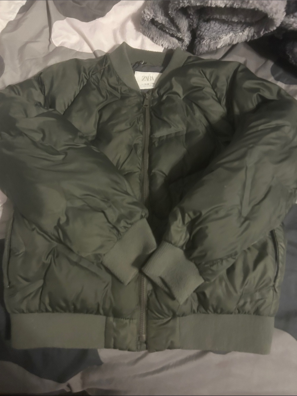 Zara Quilted Olive Bomber Jacket